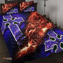 Celtic Quilt Bed Set Fire Dragon And Water Cross Style