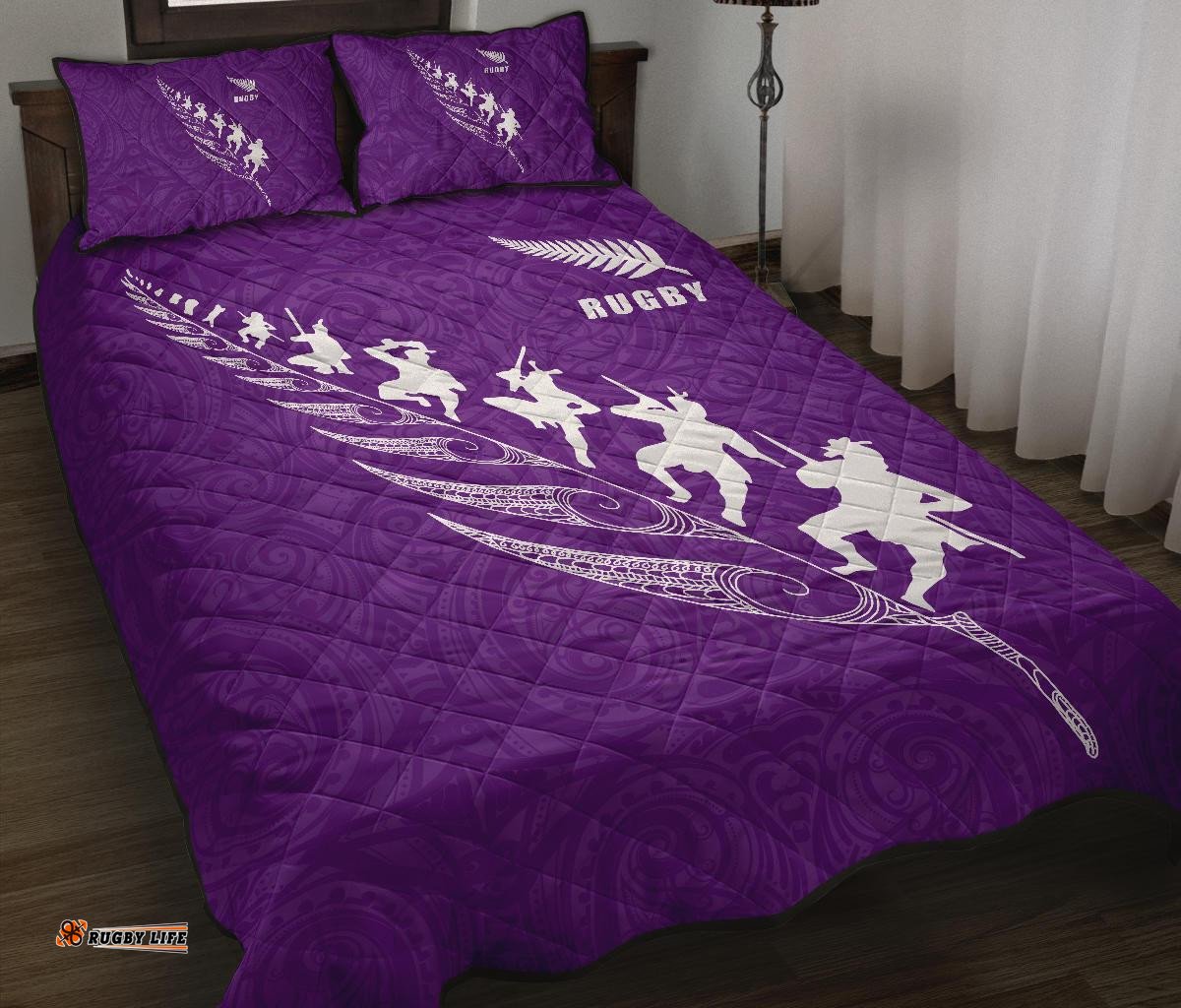 Quilt Bed Set New Zealand Rugby Haka Violet