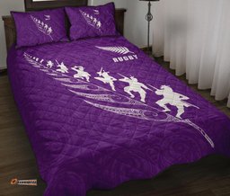 Quilt Bed Set New Zealand Rugby Haka Violet