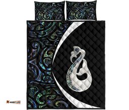 New Zealand Maori Manaia Paua Shell Quilt Bed Set Circle Style