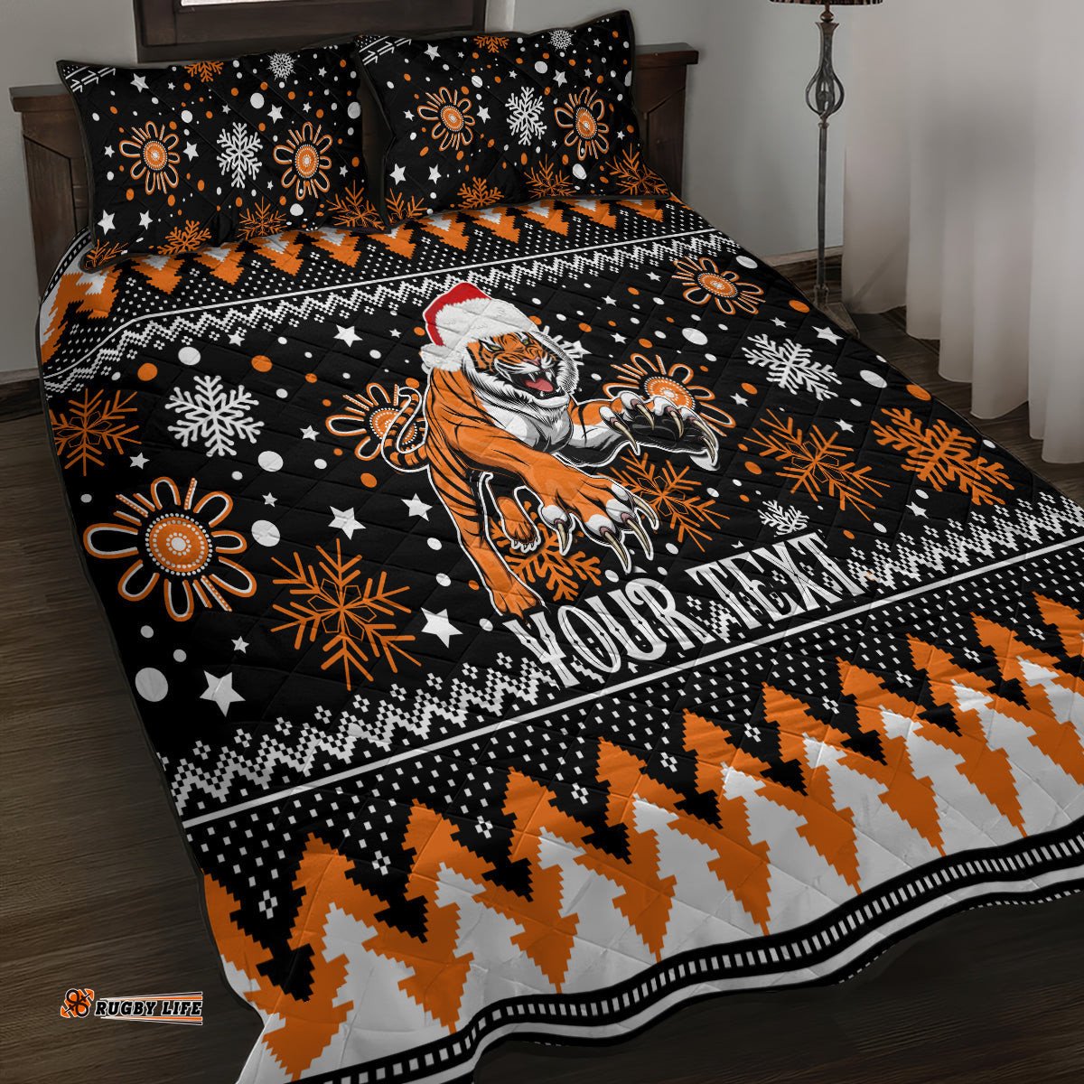 Custom Tigers Rugby Quilt Bed Set Chirstmas Vibe