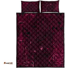 New Zealand Quilt Bed Set, Maori Gods Quilt And Pillow Cover Tumatauenga God Of War Pink