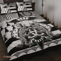 Celtic Brittany Quilt Bed Set Brittany Flag With Stoat Ermine and Triskelion Symbols