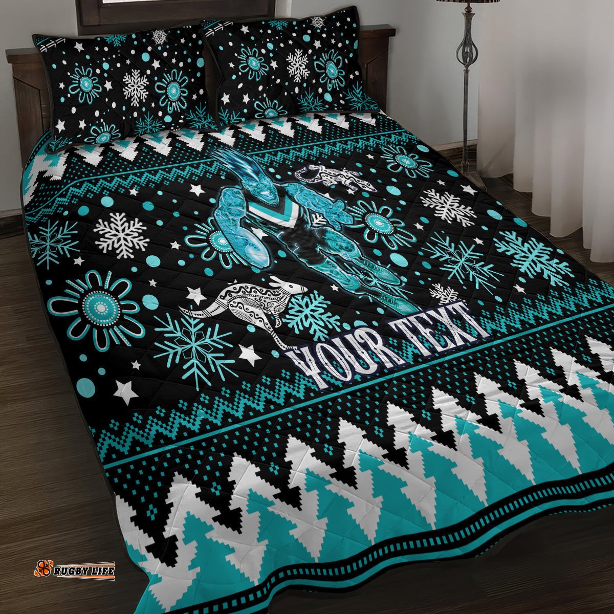 Custom Port Adelaide Power Football Quilt Bed Set Port Adelaide Power Football Christmas Vibe