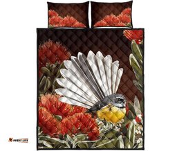 Fantail With Pohutukawa New Zealand Quilt Bed Set