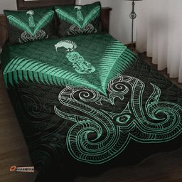 Maori Manaia New Zealand Quilt Bed Set Turquoise
