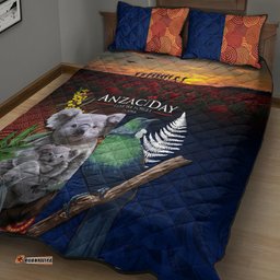 Australia and New Zealand ANZAC Day Quilt Bed Set Tui Bird and Koala mix Maori and Aboriginal Pattern