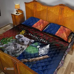 Australia and New Zealand ANZAC Day Quilt Bed Set Tui Bird and Koala mix Maori and Aboriginal Pattern