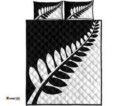 New Zealand Flag White And Black Fern Quilt Bedding Sets