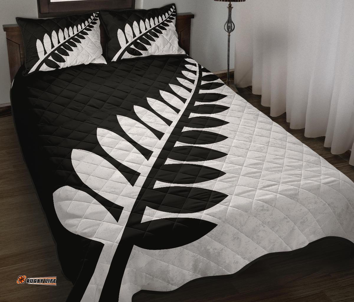 New Zealand Flag White And Black Fern Quilt Bedding Sets