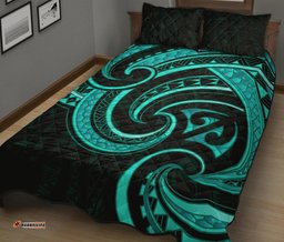 New Zealand Maori Mangopare Quilt Bed Set Polynesian Turquoise