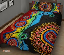 Quilt Cover Set, Aboriginal Dot Painting Indigenous Circle Patterns Blue Dream