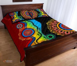 Quilt Cover Set, Aboriginal Dot Painting Indigenous Circle Patterns Blue Dream
