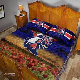 Sydney Roosters ANZAC Quilt Bed Set Poppy Flowers Vibes Blue