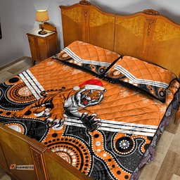 Tigers Rugby Christmas Quilt Bed Set Merry Xmas Mix Aboriginal Art
