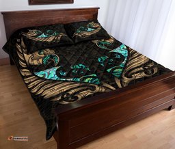 New Zealand Quilt Bed Set Manaia Paua Fern Wing Gold