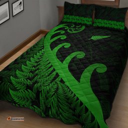 New Zealand Rugby Maori Quilt Bed Set Silver Fern Koru Vibes Green