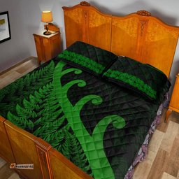 New Zealand Rugby Maori Quilt Bed Set Silver Fern Koru Vibes Green