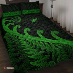 New Zealand Rugby Maori Quilt Bed Set Silver Fern Koru Vibes Green