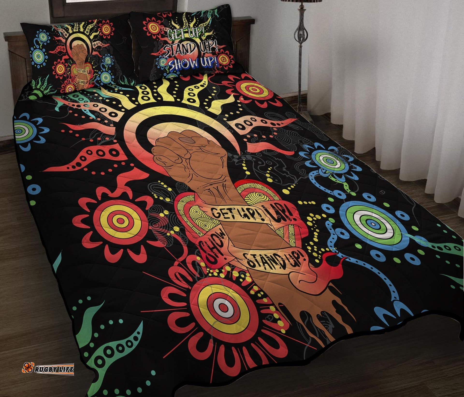 NAIDOC Week Quilt Bed Set Let's Fight Together 02