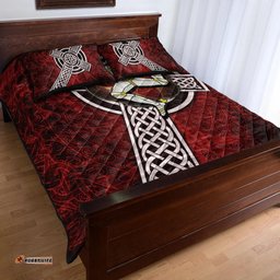 Isle Of Man Celtic Quilt Bed Set Celtic Cross and Triskele Skew Style