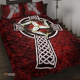Isle Of Man Celtic Quilt Bed Set Celtic Cross and Triskele Skew Style