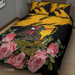 Personalised Australia Melbourne Cup Day Quilt Bed Set Horse Racing Trophy With Roses 05