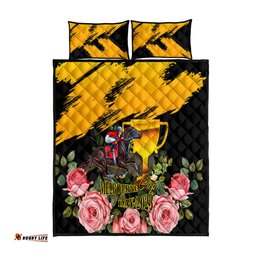 Personalised Australia Melbourne Cup Day Quilt Bed Set Horse Racing Trophy With Roses 05