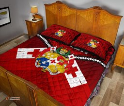 Tonga Rugby Quilt Bed Set Polynesian Tattoo Seashore