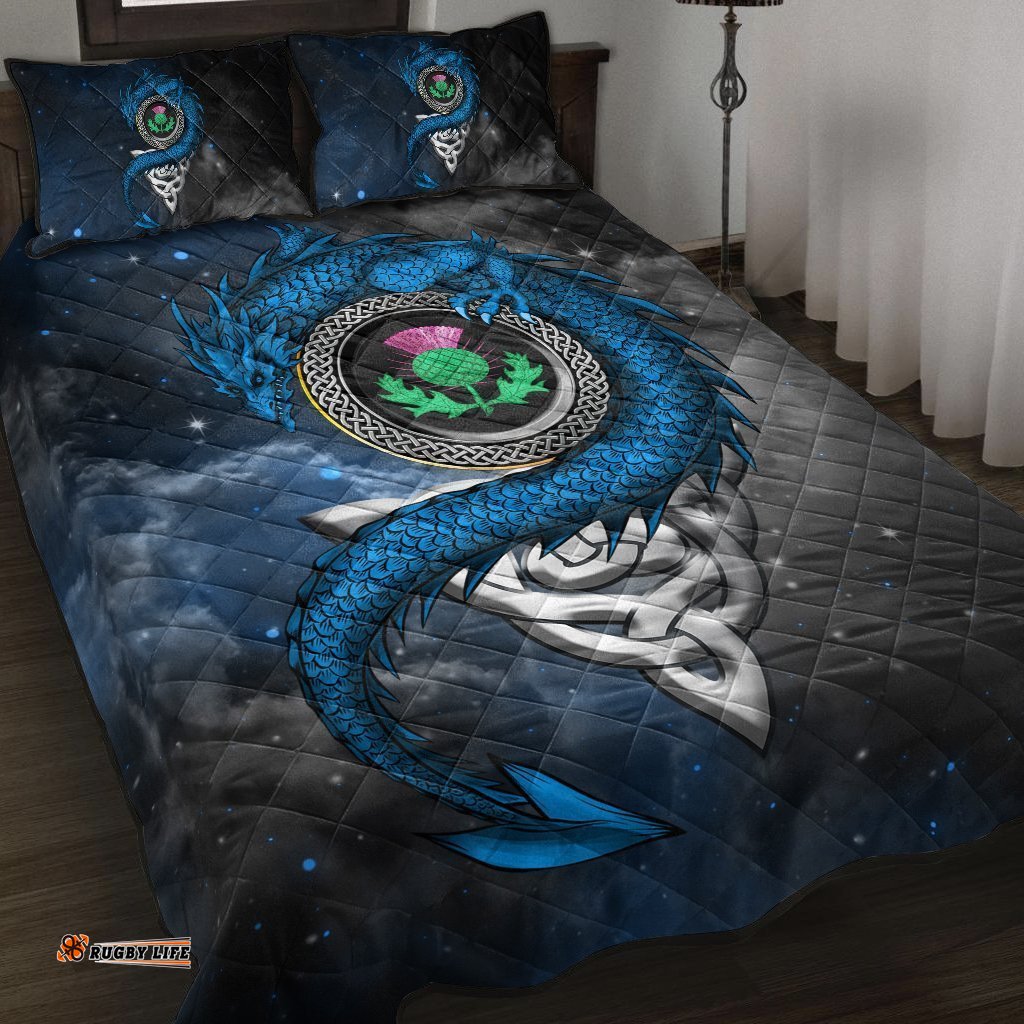 Scotland Celtic Quilt Bed Set Dragon and Thistle With Celtic