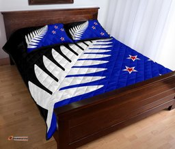 New Zealand Flag Silver Fern Black, White Blue Quilt Bedding Sets