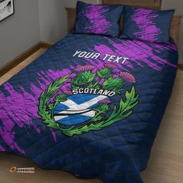 Custom Scotland Rugby Quilt Bed Set 2024 Six Nations Go Scottish Thistle