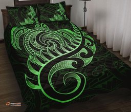 Quilt Bed Set New Zealand Aotearoa Maori Turtle Silver Fern Green HW01