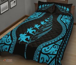 New Zealand Haka Fern Quilt Bed Set Blue