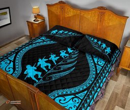 New Zealand Haka Fern Quilt Bed Set Blue