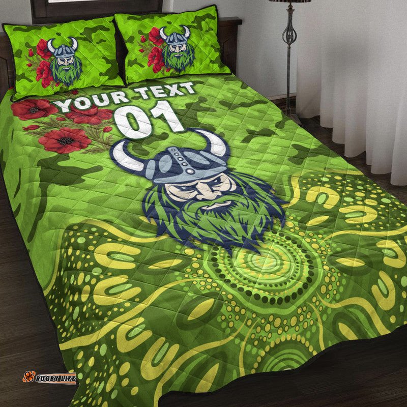 Custom Personalised Canberra Raiders ANZAC Quilt Bed Set Indigenous Vibes