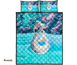 New Zealand Quilt Bed Set, Maori Manaia And Paua Shell Quilt Pillow Cover