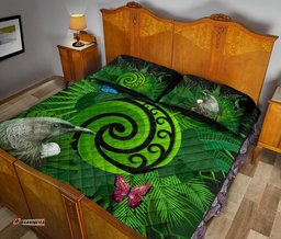 New Zealand Quilt Bed Set Koru Fern Mix Tui Bird Tropical Floral