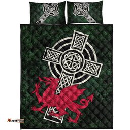 Wales Celtic Quilt Bed Set Celtic Cross and Cymru Skew Style