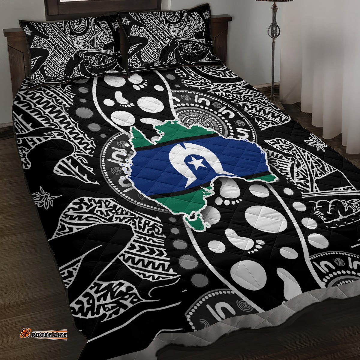 Torest Trait Islands Map Mix Aboriginal Pattern Quilt Bed Set