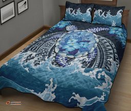 Polynesian Turtle Hibiscus The Blue Sea Quilt Bed Set