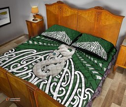 Maori Moko Tattoo Quilt Bed Set, Manaia Pounamu