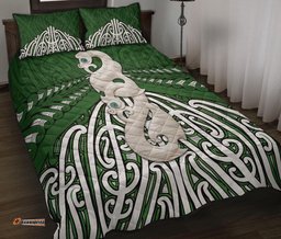 Maori Moko Tattoo Quilt Bed Set, Manaia Pounamu