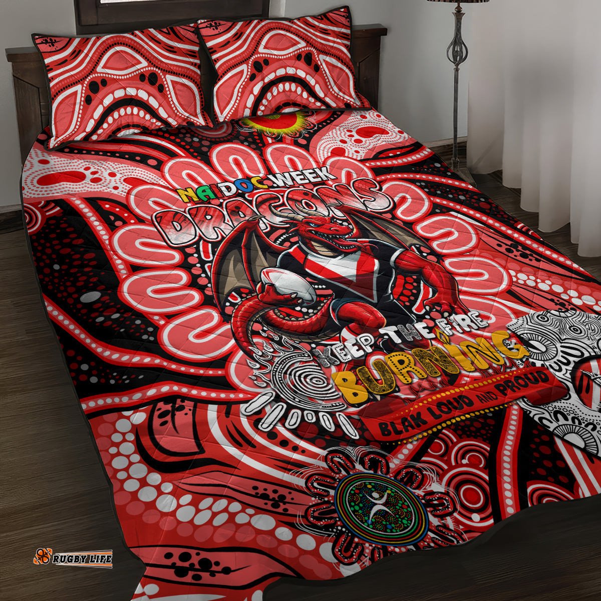 NAIDOC Week 2024 Dragons Quilt Bed Set Mascot Rugby