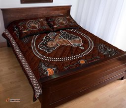 Aboriginal Quilt Cover Set, Australia Map Patterns Lizard Dot Painting