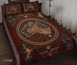 Aboriginal Quilt Cover Set, Australia Map Patterns Lizard Dot Painting