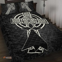 Brittany Celtic Quilt Bed Set Celtic Cross and Stoat Ermine Skew Style