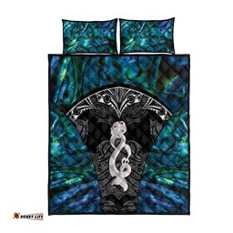 New Zealand Aotearoa Quilt Bed Set Maori Taniwha Paua Shell