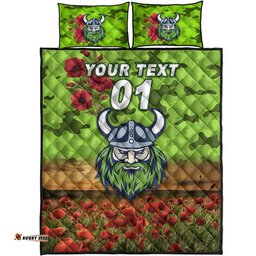 Custom Personalised Canberra Raiders ANZAC Quilt Bed Set Poppy Flowers Vibes