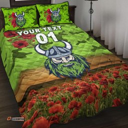 Custom Personalised Canberra Raiders ANZAC Quilt Bed Set Poppy Flowers Vibes